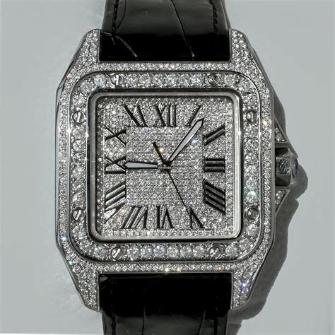 iced out cartier santos 100 replica|cartier santos 100 price.